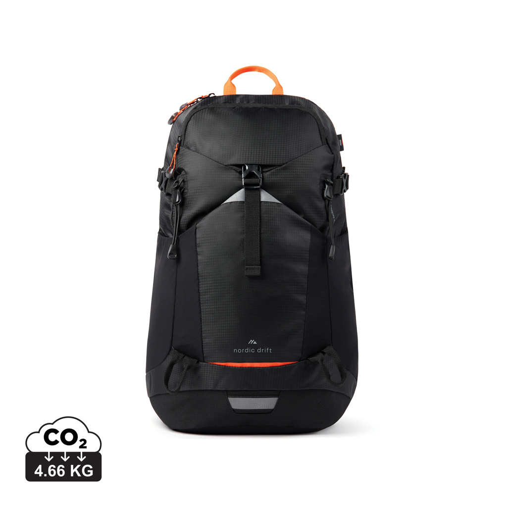 Sac à dos promotionnel ergonomique 24L en rPET noir / Orange